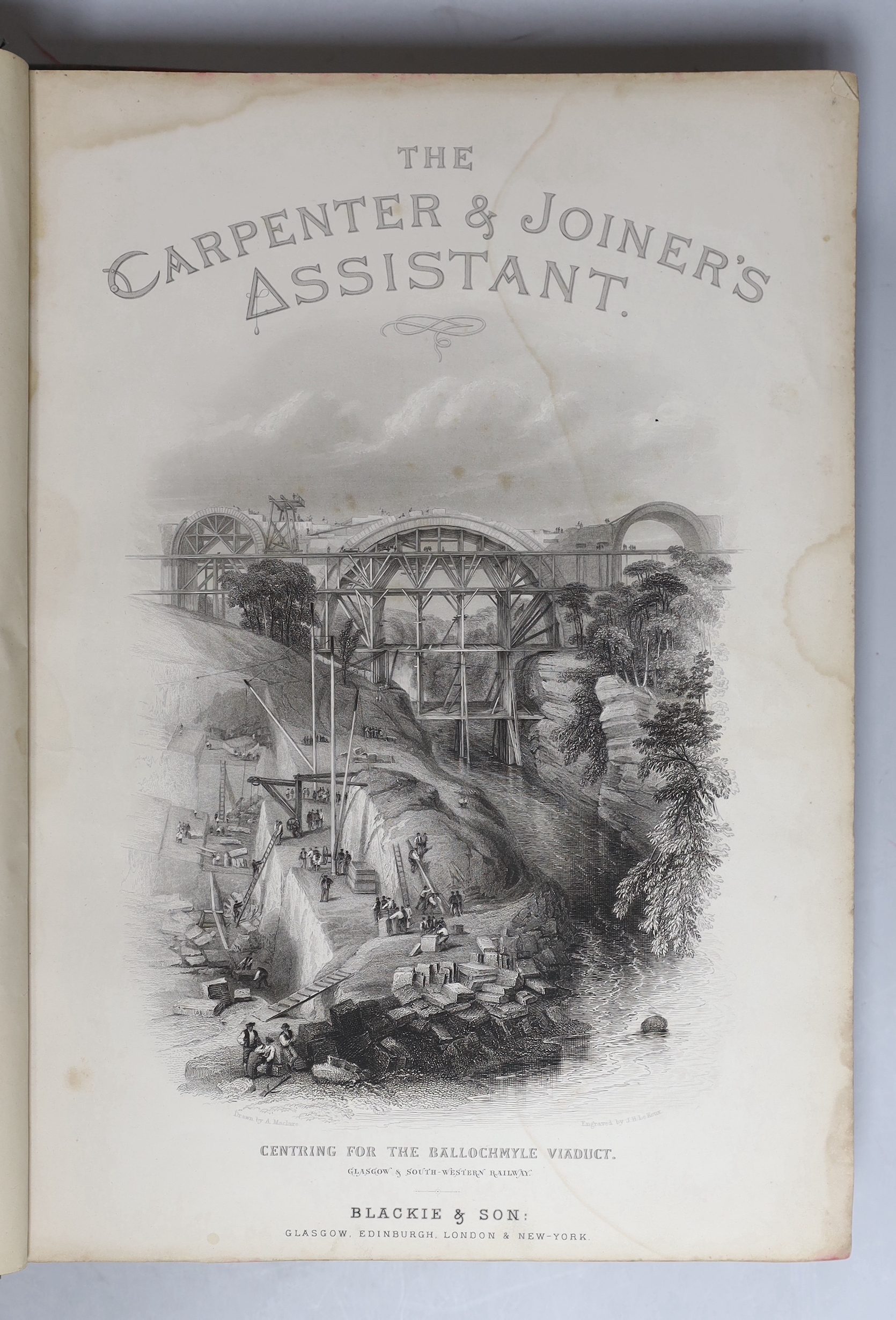 Newlands, James- The Carpenter and Joiner’s Assistant, 2 vols, (text and plates), small folio, quarter cloth, Blackie and Son, Glasgow, 1890